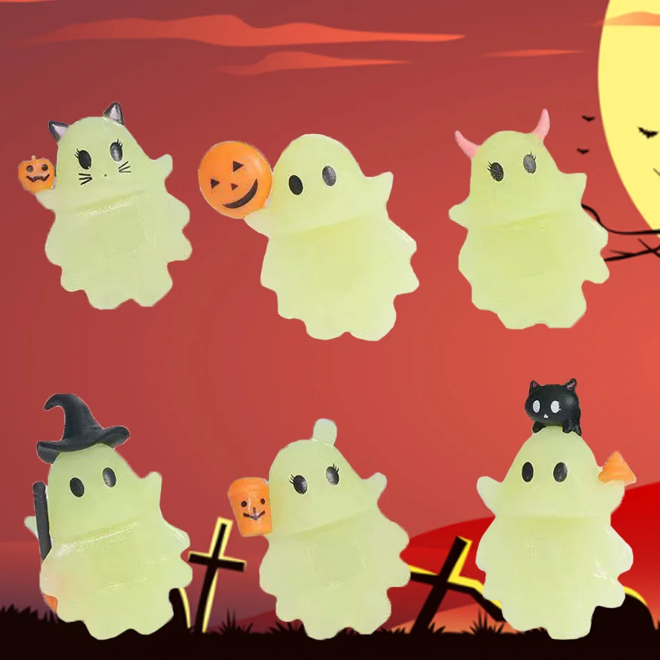 Ghostees Halloween Phone Buddy Stick-On Mystery Ghost & Pumpkin Mini Charm for Party Phone Accessories