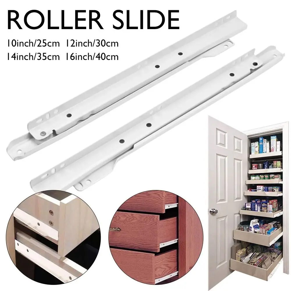 1Pair Mute Two Section Drawer Track Slides Cabinet Rails Thickening Computer Table Chute Clothing Cabinets Keyboard Roller