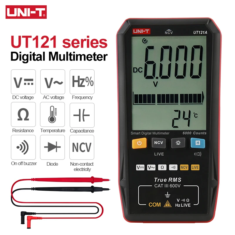 UNI-T Smart Digital Multimeter UT121A UT121B UT122 AC DC Voltage Tester Multimeter True RMS Digital Capacimeter Frequency Meter