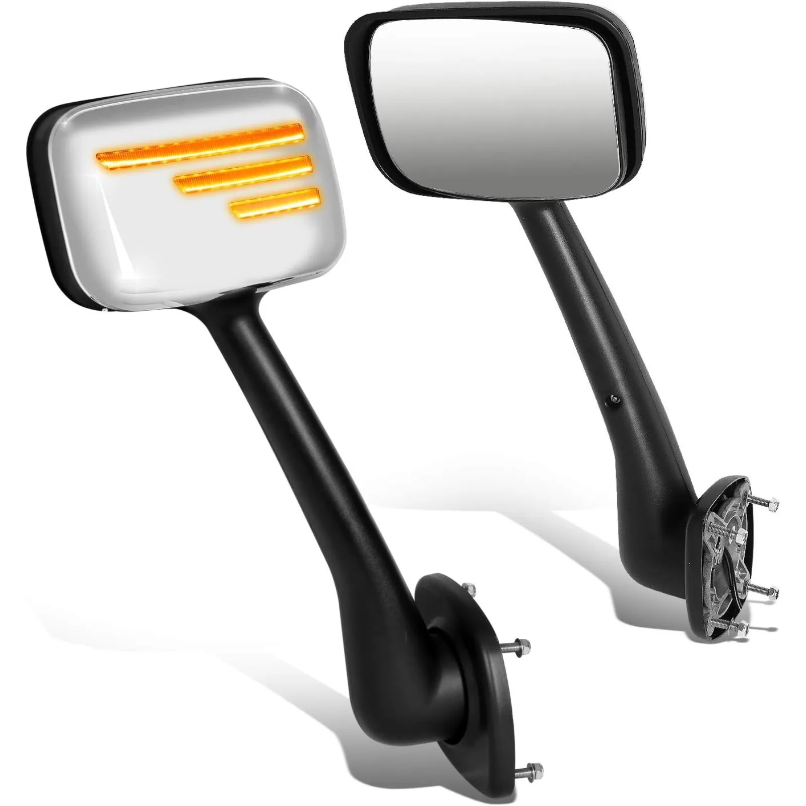 US  LED Sequential Turn Signal Manual Adjust Rear View Side Hood Mirrors Compatible with Freightliner Cascadia 2008-2017, Driver