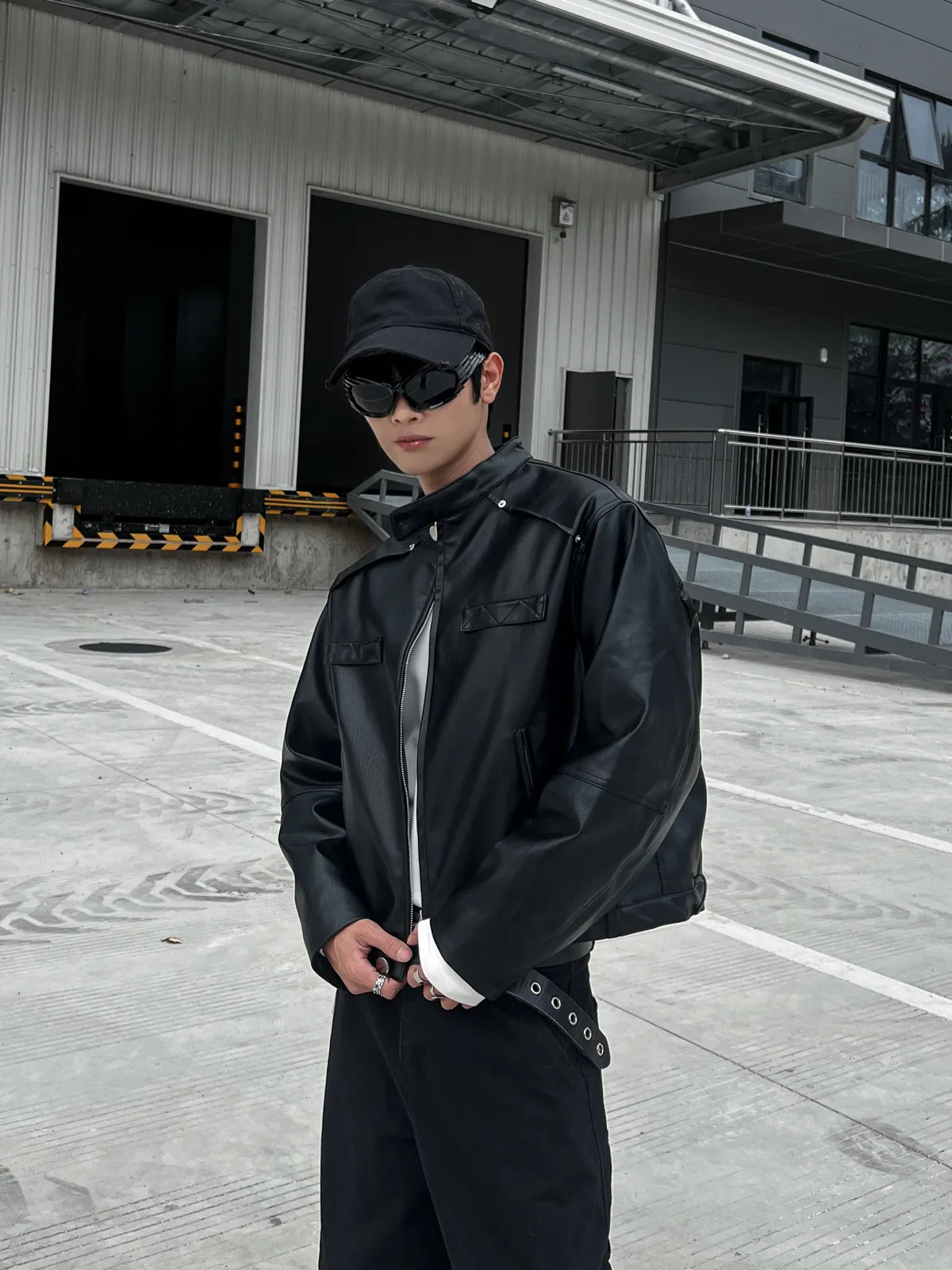 

Мужская кожаная куртка Harore с узором «Личи», весенняя новинка, американский стиль, с воротником-стойкой, силуэт Харрингтон