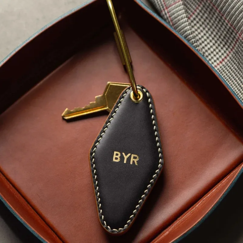 Vintage Custom Logo Diamond Shape PU Leather Keychain Personalized Name Key Chain Ring Personalize Hotel Door Number Keyring - Image 4