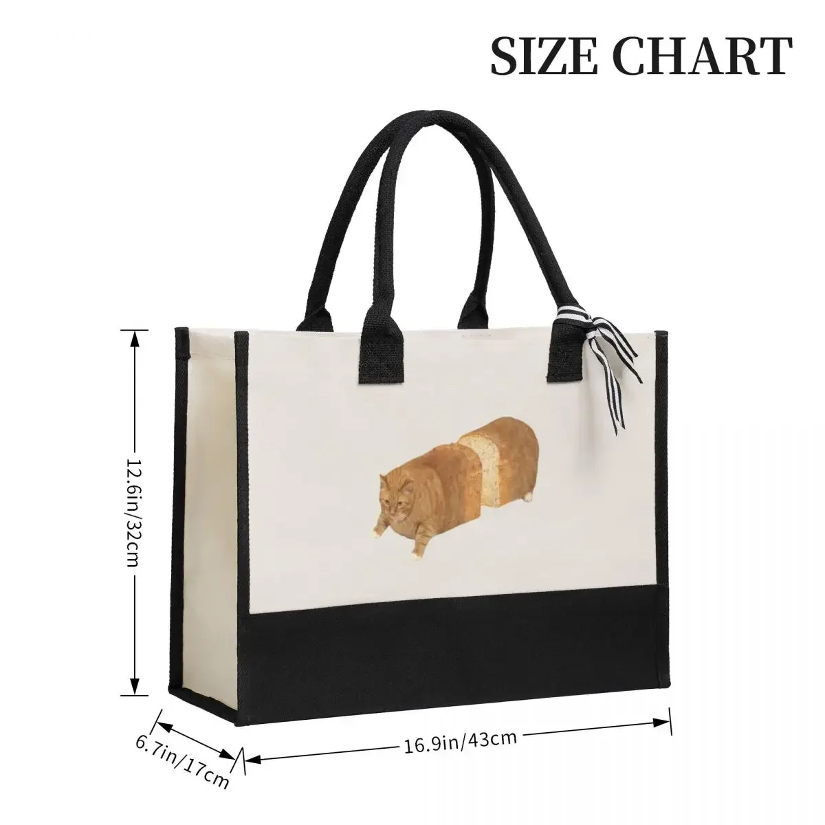 Grande capacidade Canvas Shopping Bag, saco personalizável, Cat Loaf, Quality Gifts