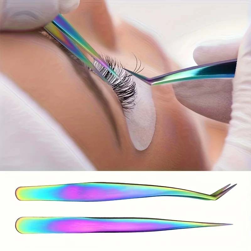 Set de 3 pinzas de acero inoxidable para pestañas, herramienta de maquillaje multifuncional, pinzas para pestañas, pinzas para depilar, pinzas puntiagudas 4