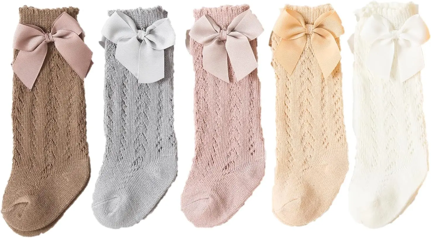 Baby Girls Knee High Socks Toddler Bow Mesh Long Stockings Infants Thin Socks For Spring Summer