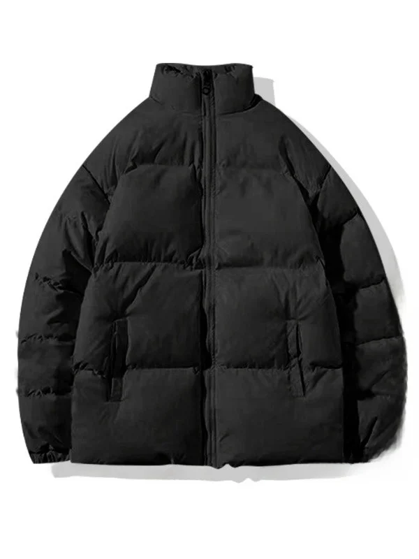 

Bla Fluffy Cotton Jaet Men's Women's Loose Thi Winter Coat Youth Faion Casual Long Sve Stand Collar Warm Outerwear