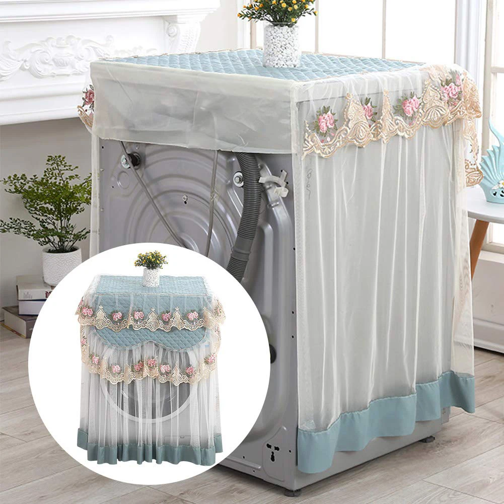 Lace Dust Proof Protector Floral Style Home Decor Washing Machine Cover Pink Blue Washable 60*60*85cm Home Decoration