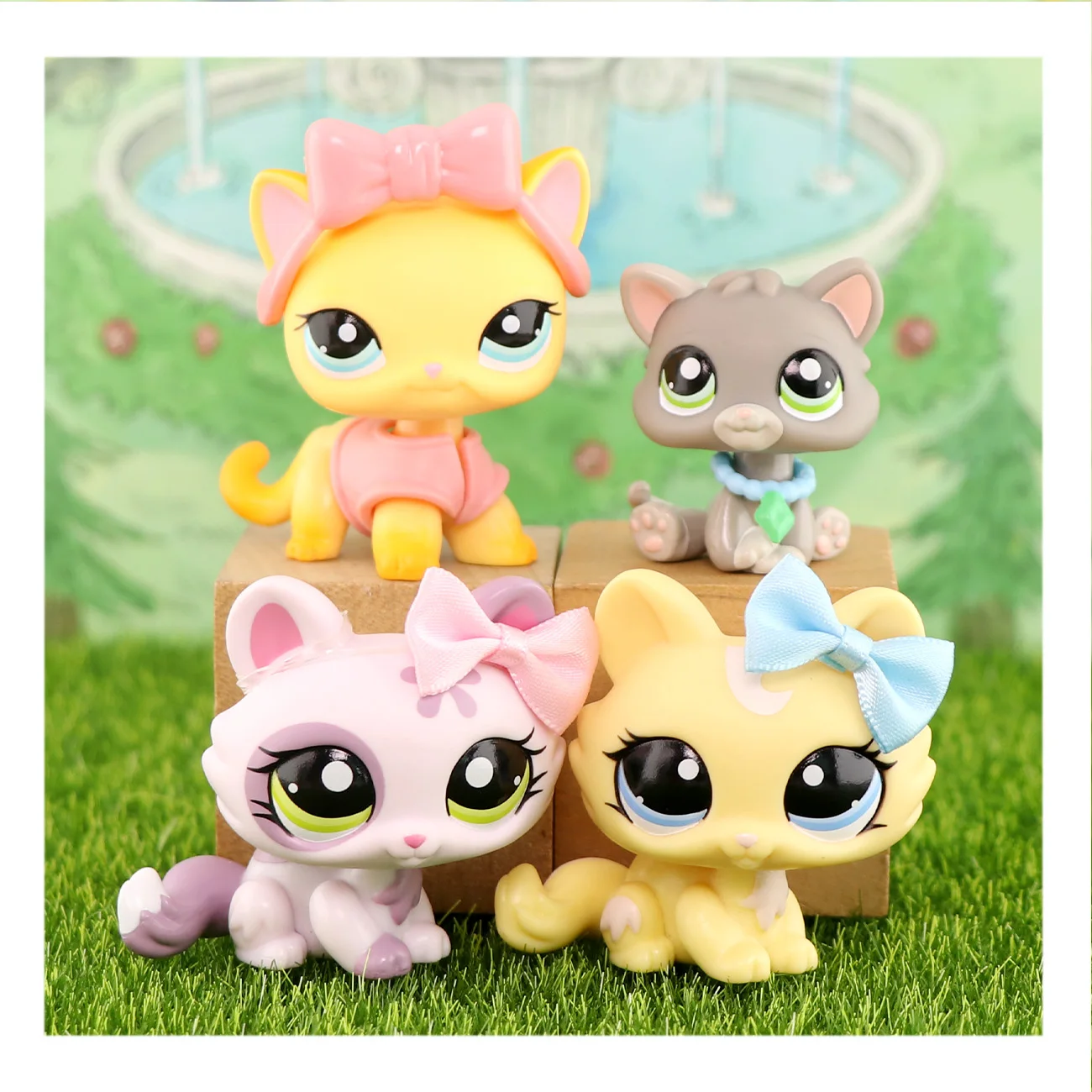 

Little Pet 4 Lot,Fluffy Crouching Cat #1628 #1096 Baby Cat#1607 Short Hair Cat #339 Collectable Toy Girl Cute Gift