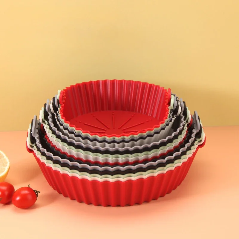 Forno da forno circolare Teglia da forno speciale in silicone Friggitrice ad aria Pentola in silicone Friggitrice ad aria Pad da forno 18/21/24 cm Riutilizzabile