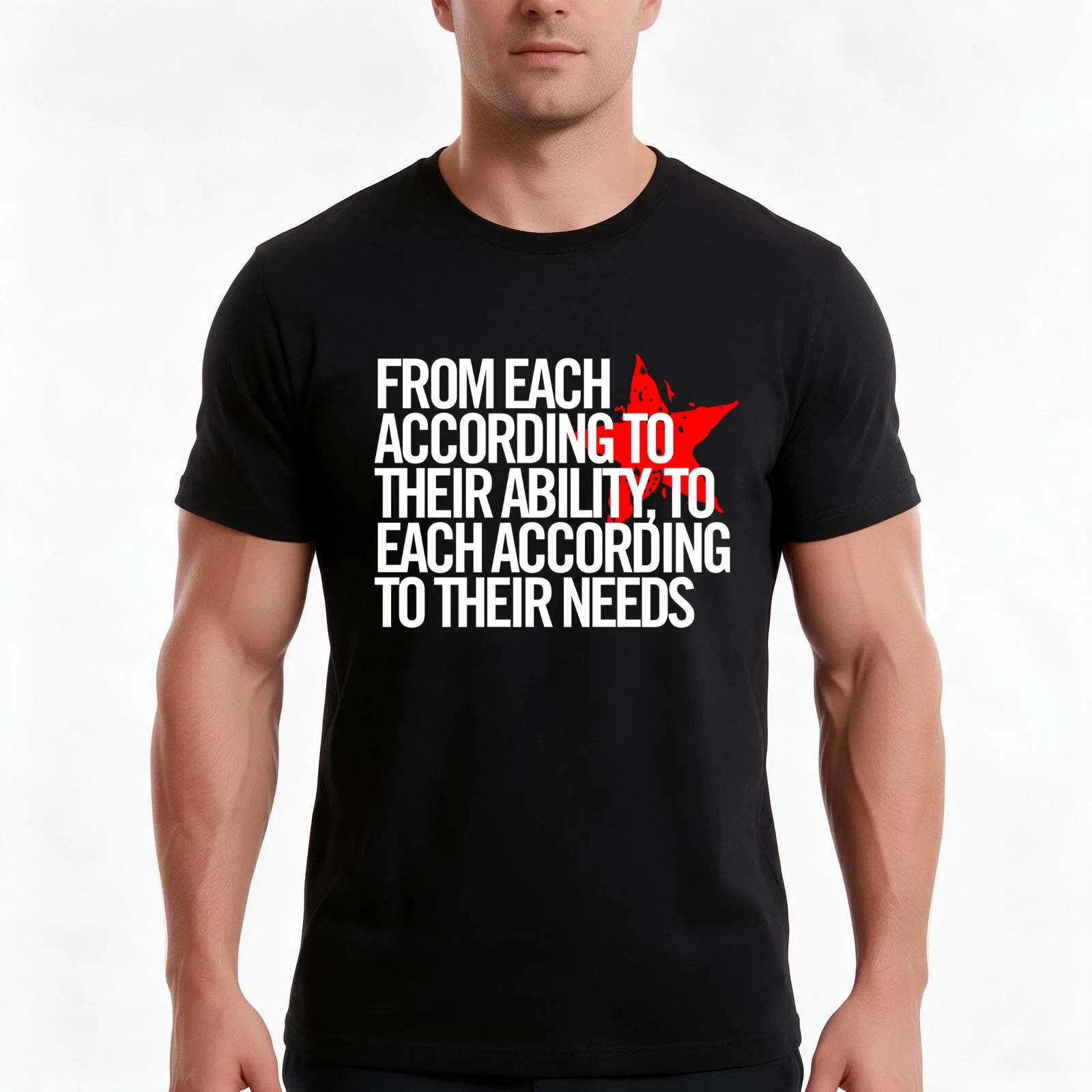 From each according to their ability... T-Shirt, Summer Casual Cotton Tee, Oversized Streetwear Tops, Vintage Graphic Print