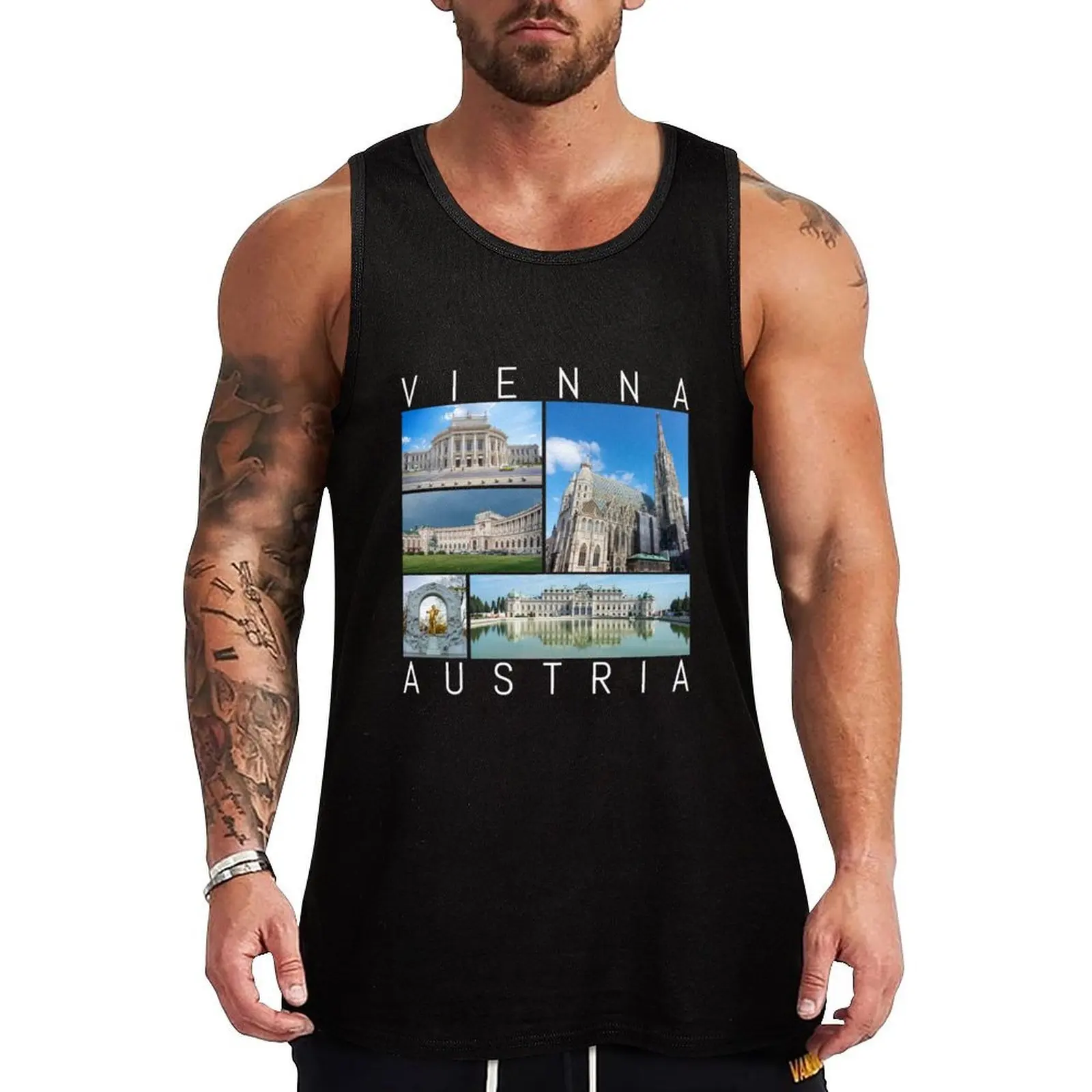 

Vienna Austria Souvenir famous sights Tank Top Men's sports t-shirt t-shirt for men sleeveless Men's t-shirts
