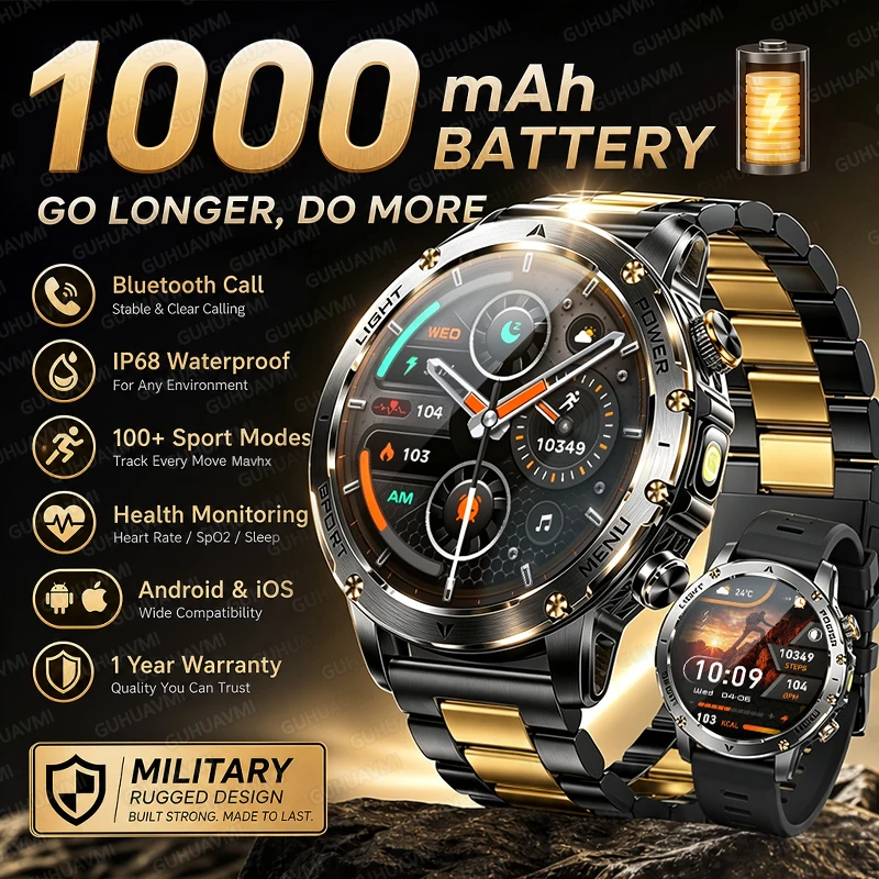 Smartwatch Militar 1000mAh IP68