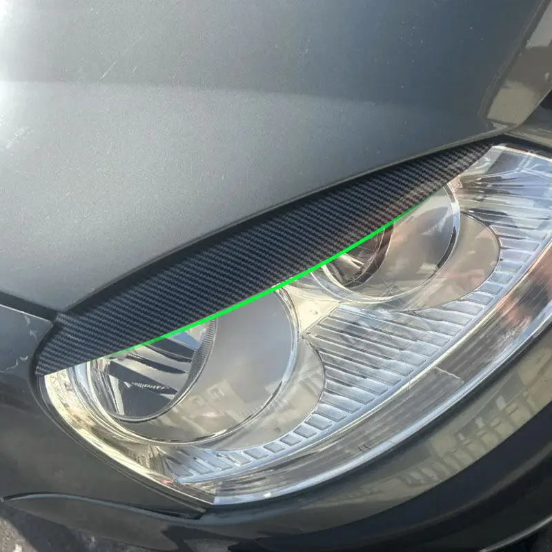 

For VW Golf 5 MK5 GTI R 2005-2008 Carbon Fiber Texture / Glossy Black Car ABS Accessories Headlights Eyebrow Eyelids Cover Trim