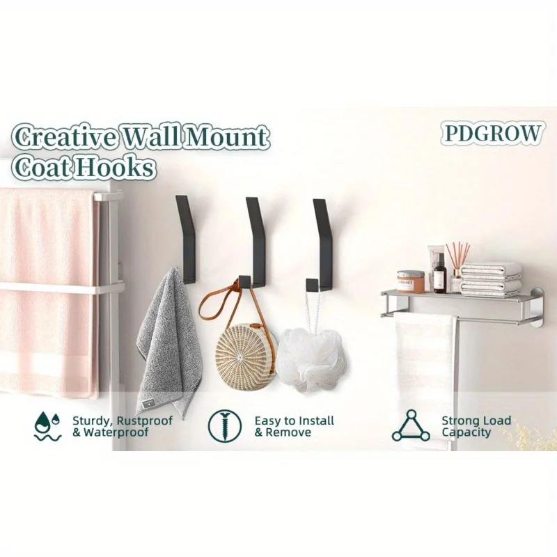 6PCS Hook with Strong Adhesive To Wall Kitchen and Bathroom Strong Load-bearing Punching Clothes Hanging Door and Sticking Hook