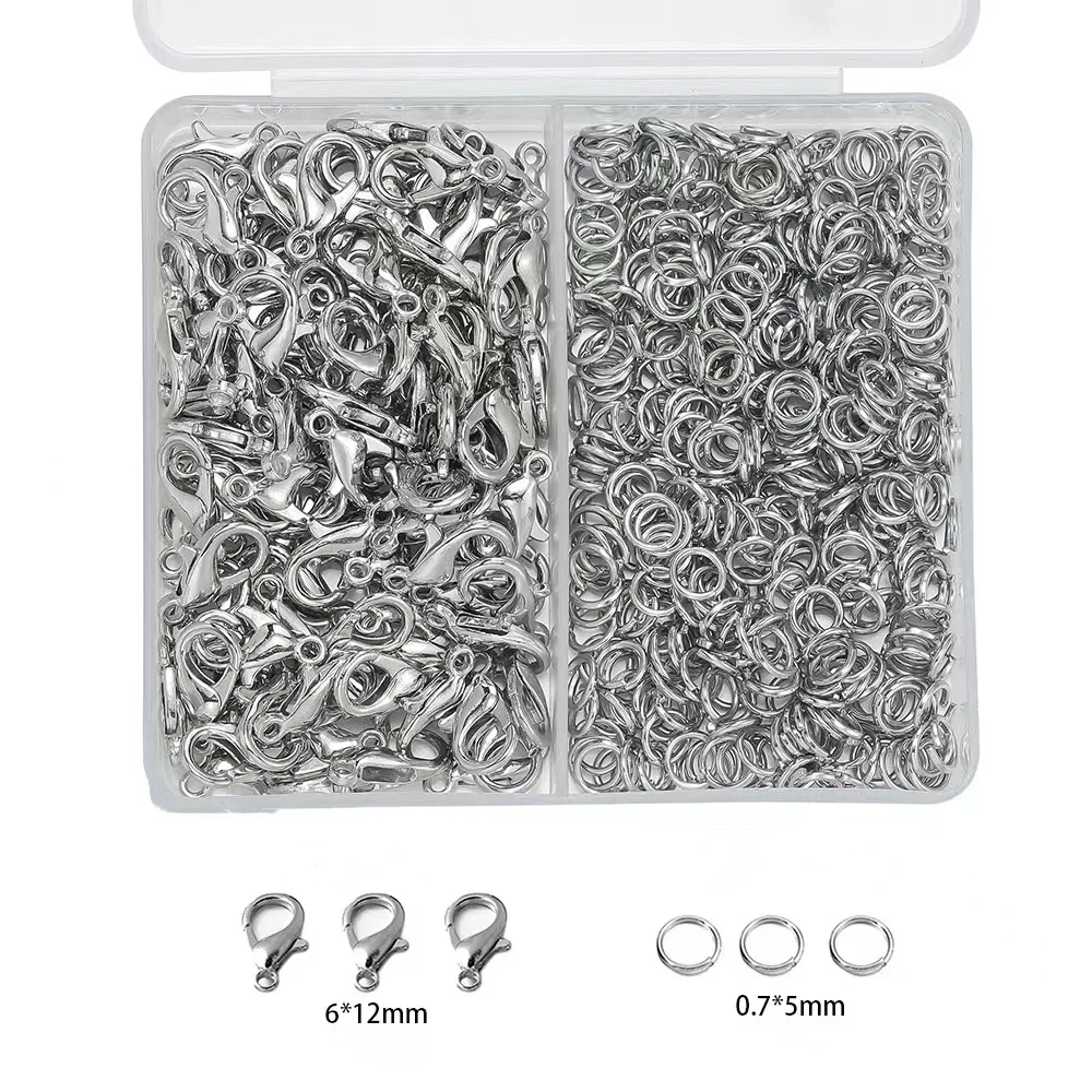 300 قطعة/صندوق فضي اللون جراد البحر المشابك و خواتم مفتوحة أساور القلائد موصل DIY بها بنفسك صنع المجوهرات اكسسوارات لوازم عدة