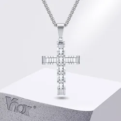 Vnox Chunky Cross Necklace for Men, Big Zircon Stones Cross Necklace for Men Boys,Lord's Prayer Catholic Faith Jewelry Gift