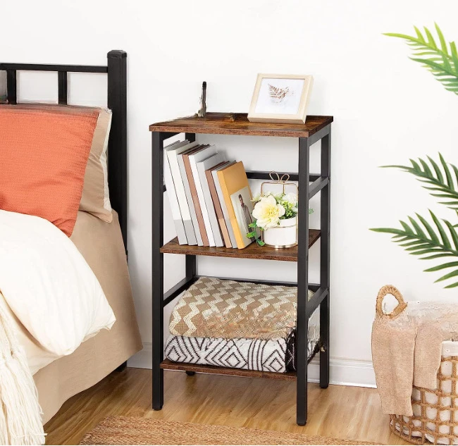 Floor to floor storage, modern storage rack, bedside table, multi-layer bookshelf, thickened solid wood household bedroom