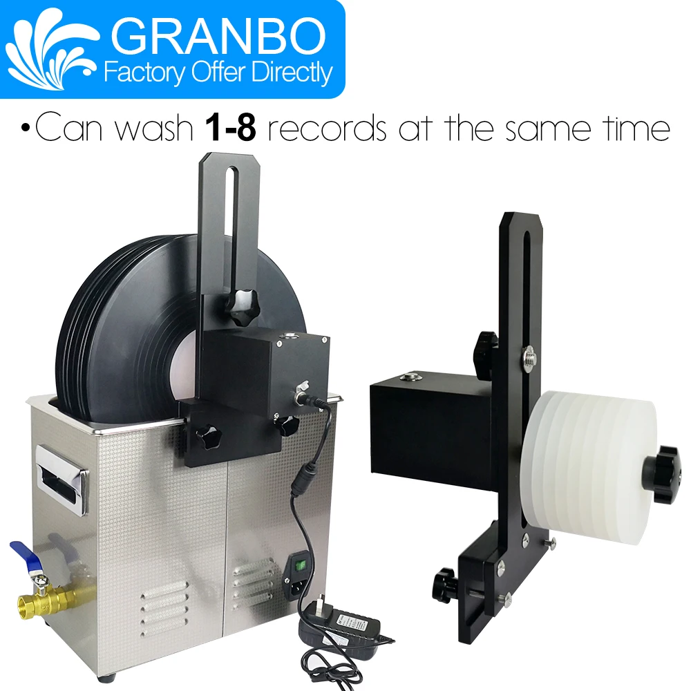 Granbo 180W 6.5L Vinyl Record  Lp Album Disc EP Washer Ultrasonic Cleaner with Bracket Waterproof and Drying Rack