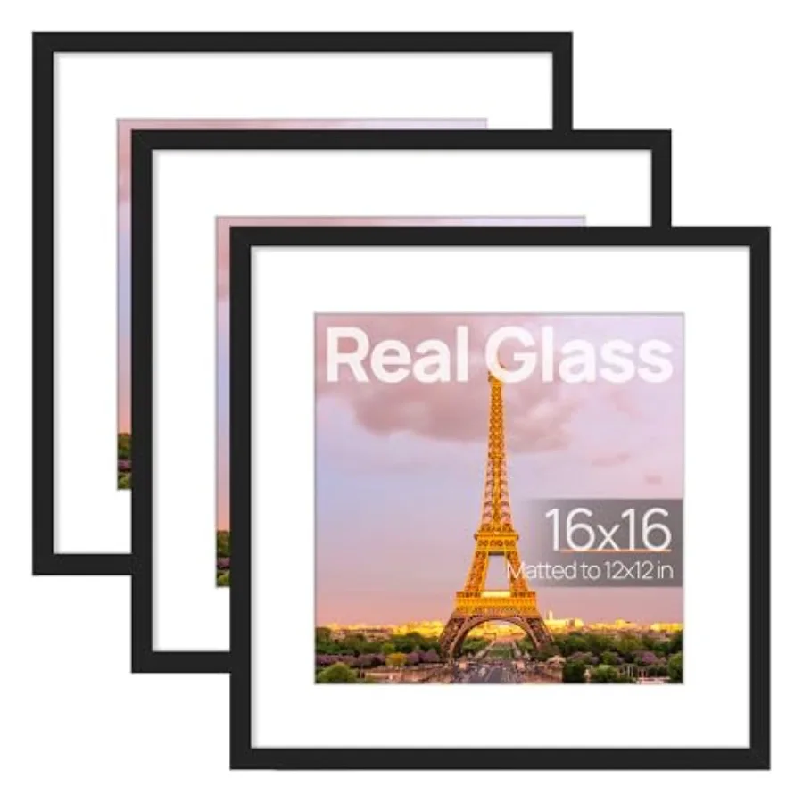 

Набор из 3 фоторамок из высококачественного стекла с паспарту или без него, для настенного и настольного размещения