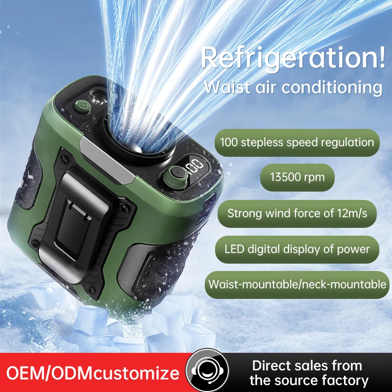

Портативный электрический вентилятор на пояс 2025 года, 13500 об/мин, с функцией Power Bank 6000 мАч, для использования на стройплощадках и на открытом воздухе