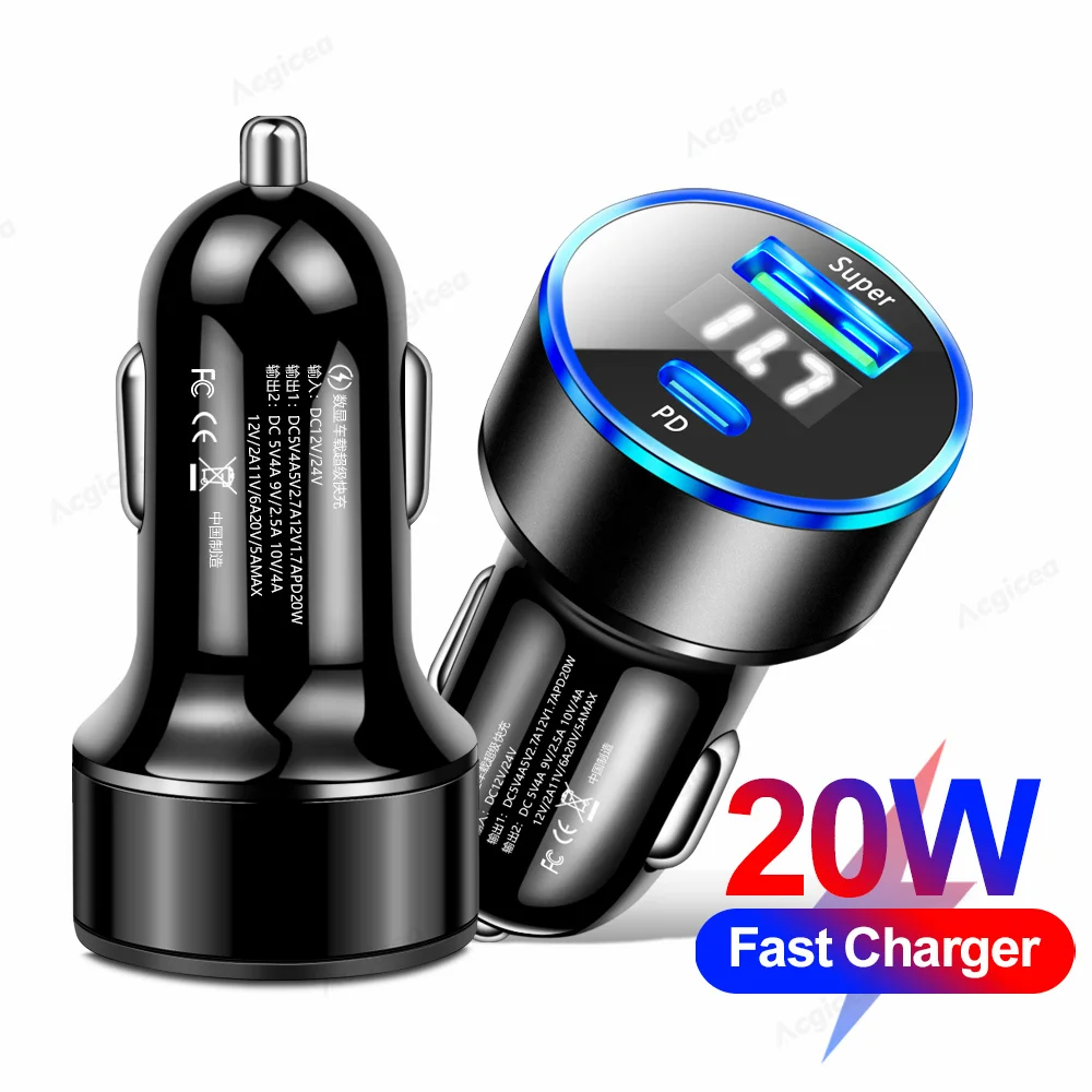 3.1A USB Car Charger 2 Ports LED Display Car Charger Voltmeter 12-24V Cigarette Lighter Socket High Quality Car Charger Adapter