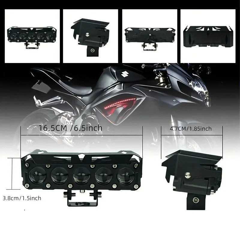 5LED Spotlight LED Strip Light Motorcycle Headlight High Low Beam Bulb Lens Modified Lamp External Light Motorcycle Accessories