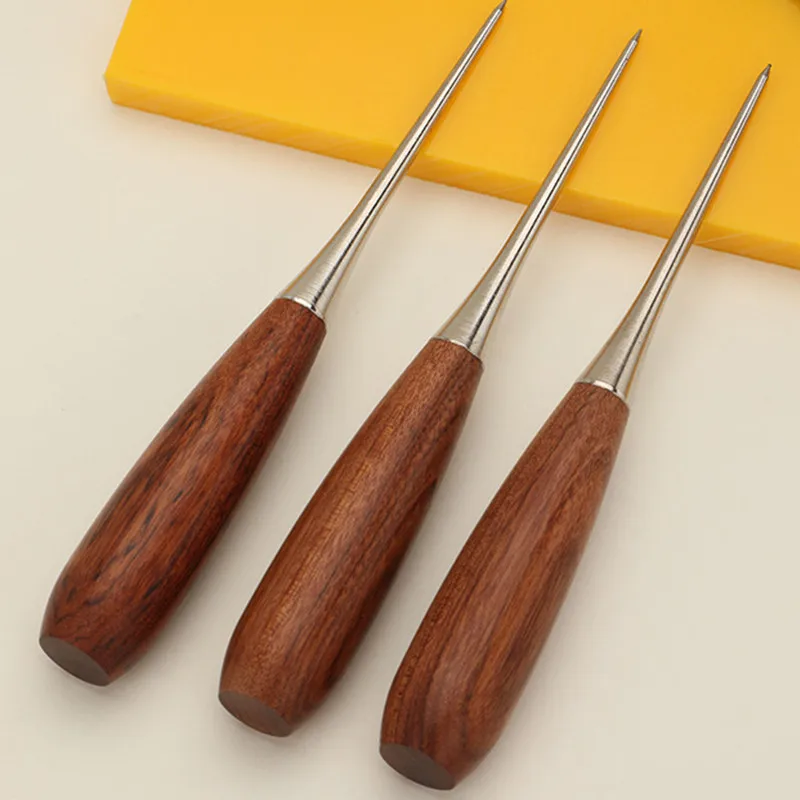 Walnut Handle Leather Punching Awl Sewing Stitching Tool For DIY Handmade Stitcher Needlework Shoes Bag Repair Tool