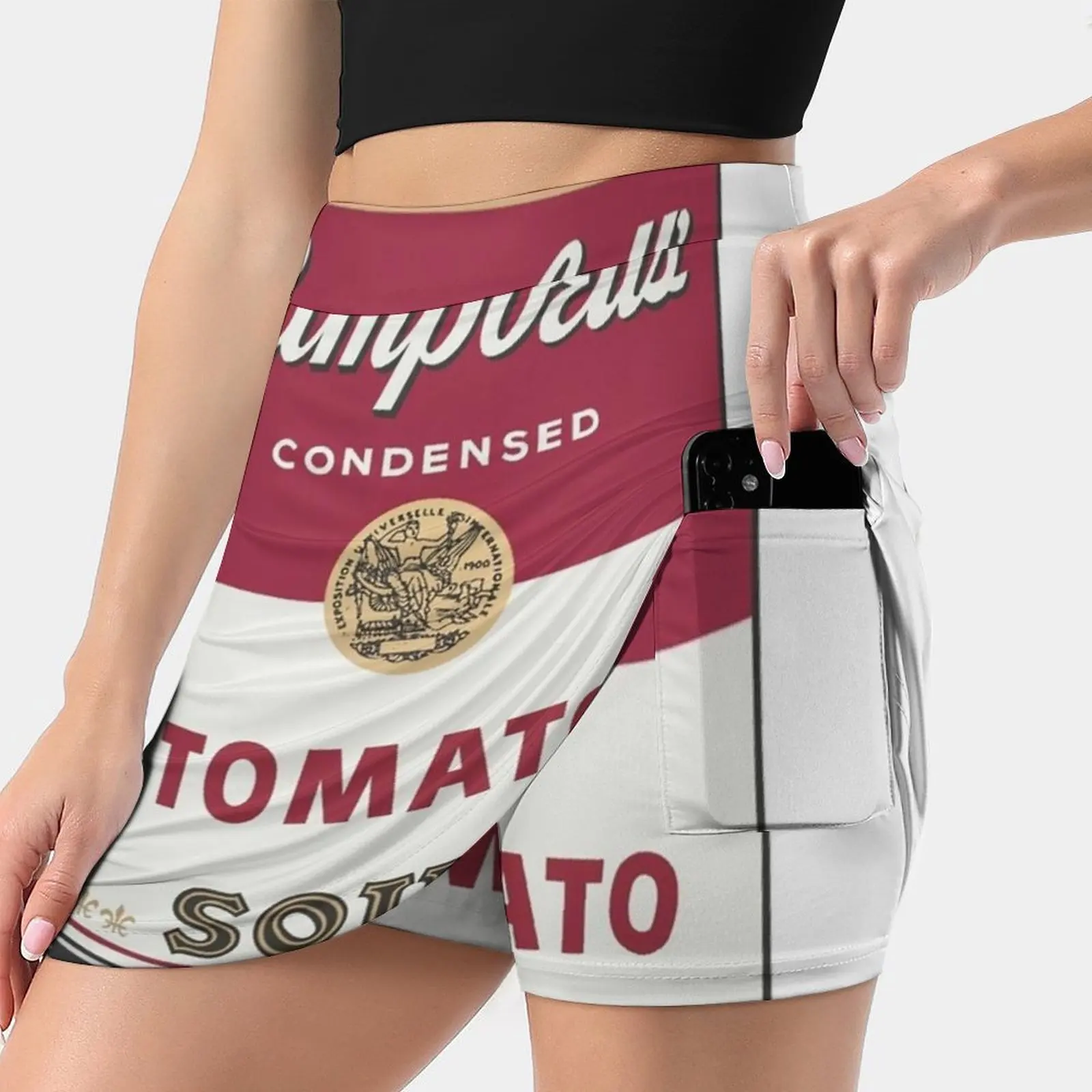 

Campbell'S Soup Women's skirt Sport Skort Skirt With Pocket Fashion Korean Style Skirt 4Xl Skirts Pop Culture Food Printing