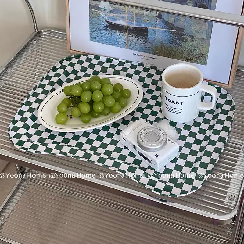 Korea Ins Style Tray,Checker Tray, Square Tray, Food Picnic Tray, Perfume Cup Decoration.