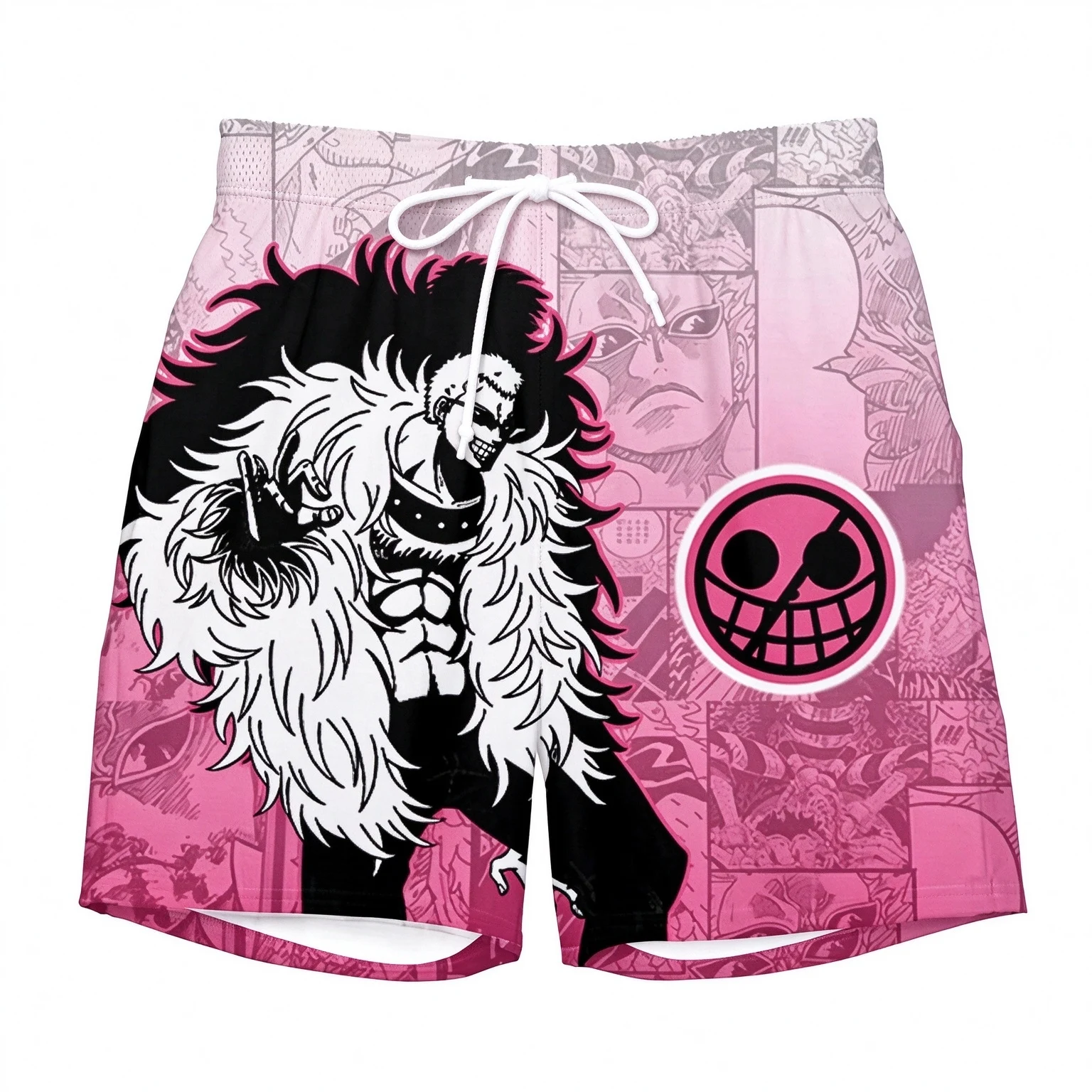 Trendy Unisex Collectible One Piece Fruit Vine Pattern Shorts Breathable Bottoms Ideal For Night Out Casual Street Style Looks