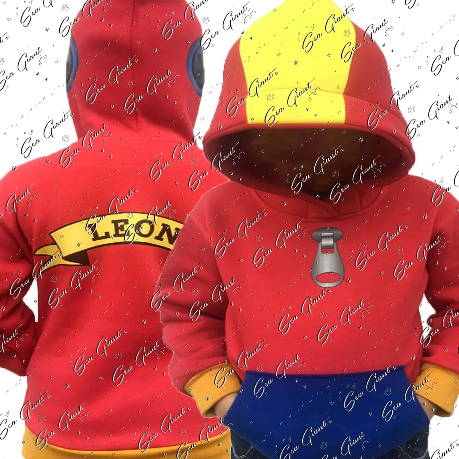 Brawled stars Leon Brawl Cosplay Stars Costume Kids Hoodie Anime Splicing Hooded Sweatshirt Mens Child Halloween Gifts Hoodie