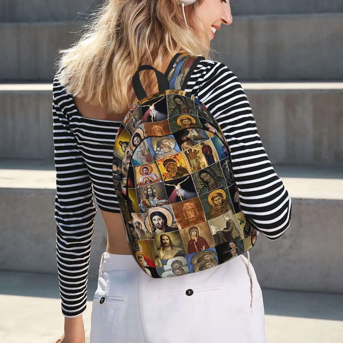 Catolicismo santos jesus maria mochila estudante meninos meninas bookbag crianças saco de escola portátil sacos de ombro para homens