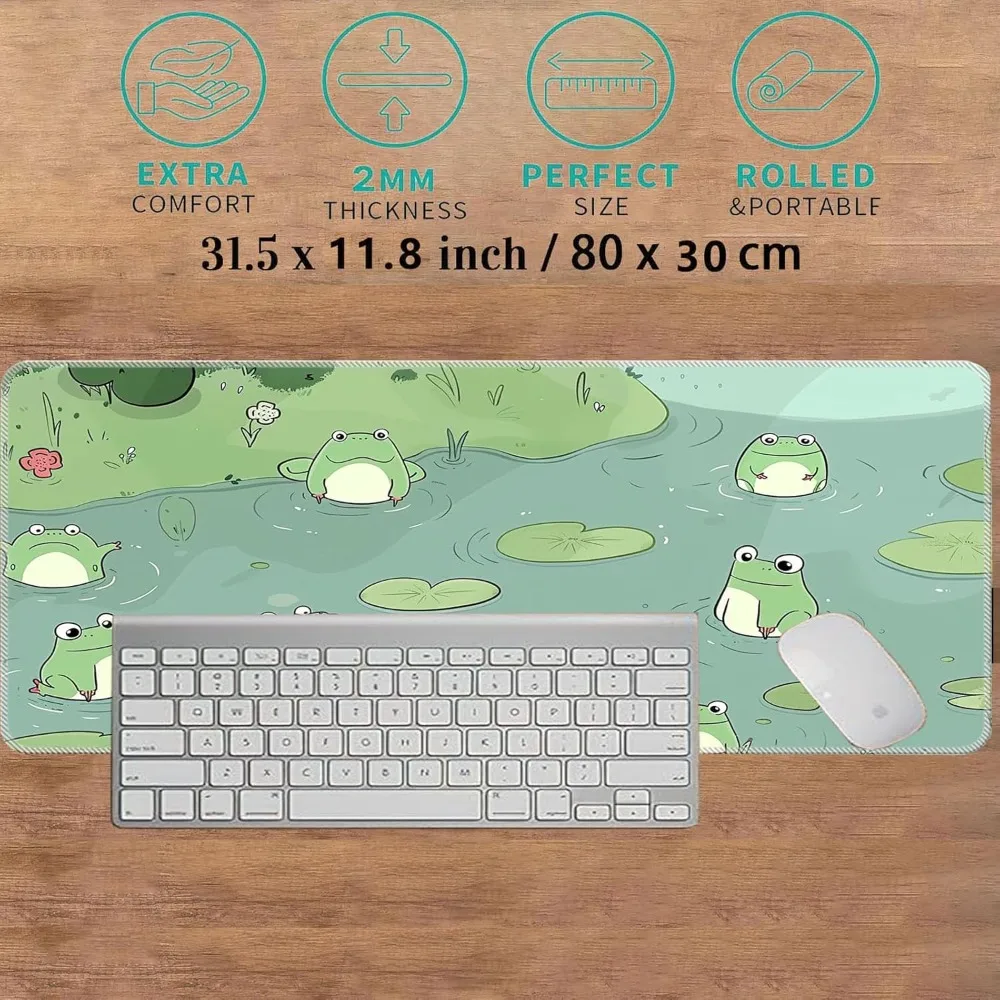 Tapete de mouse estético Kawaii, 31,5x11,8 polegadas, acessório de mesa fofo, tapete de mouse de escritório antiderrapante