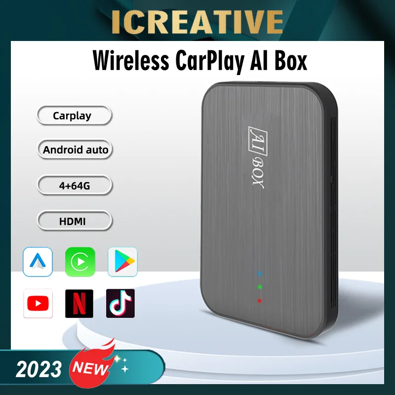 Android 10 4 CORE For Wireless Carplay AI Box 32G 64G Optional For AUDI Mercedes Benz Toyota Honda KIA Ford FOR Netflix You_Tube