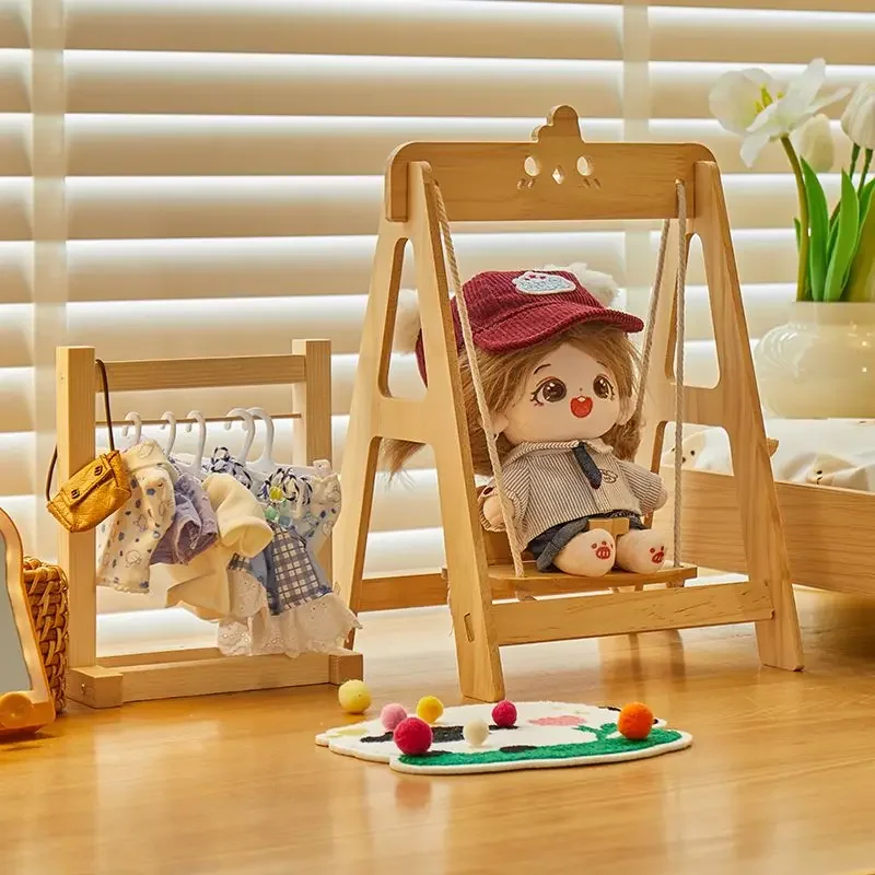 Boneka katun ayunan DIY, aksesori furnitur Mini 20cm, boneka kursi berbaring, alat peraga fotografi luar ruangan