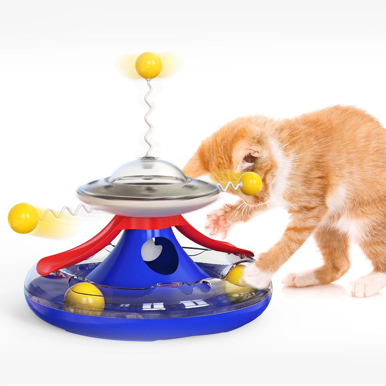 360°Rotation Orbital Turntable Cat Toy Funny Cat Stick Cat Interactive Toys Leaking Food Improve IQ Cat Products