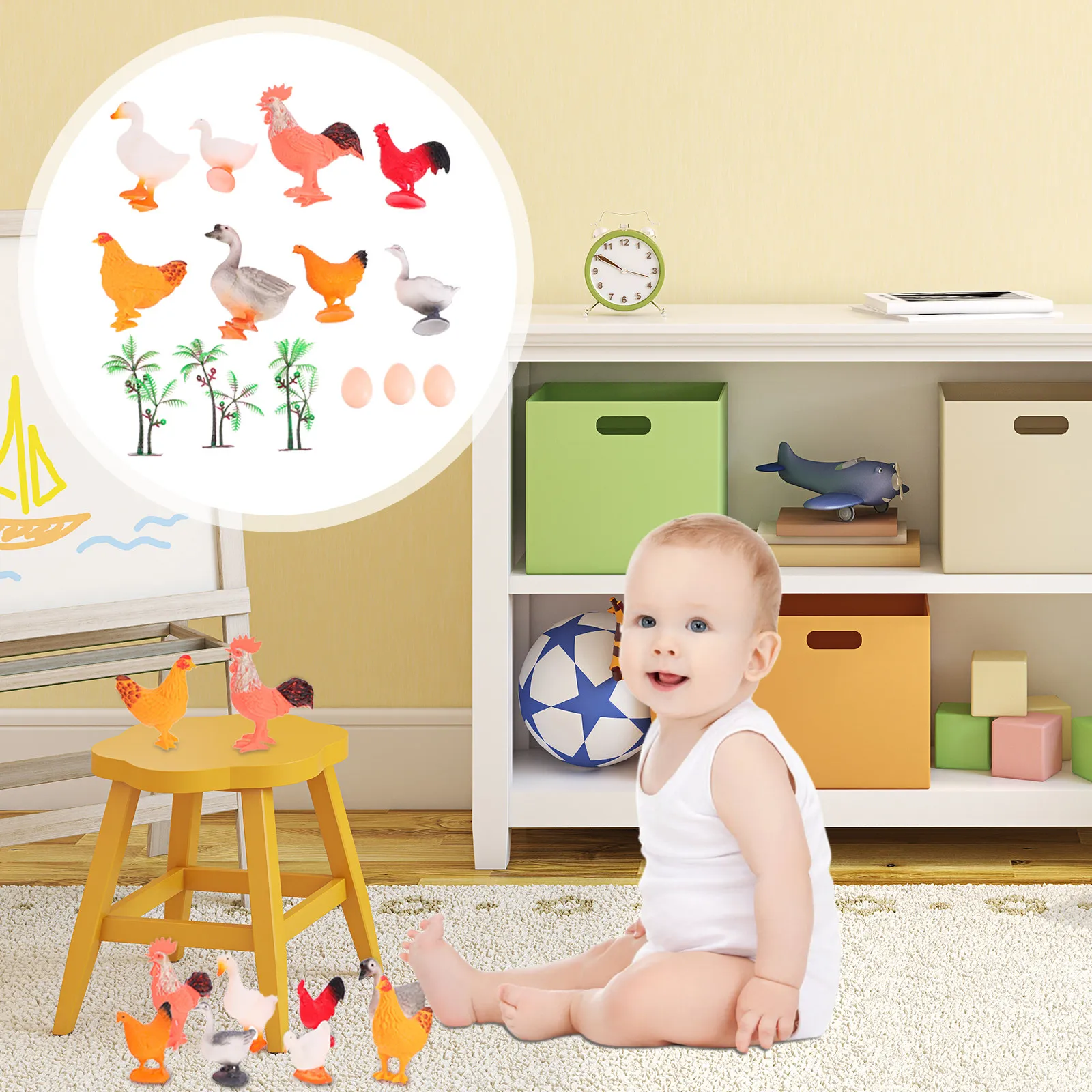 1Set Simulated Poultry Animal Decorative Educational Set Stimulate Kids Imagination Party Decoration Farm Figures Artificial