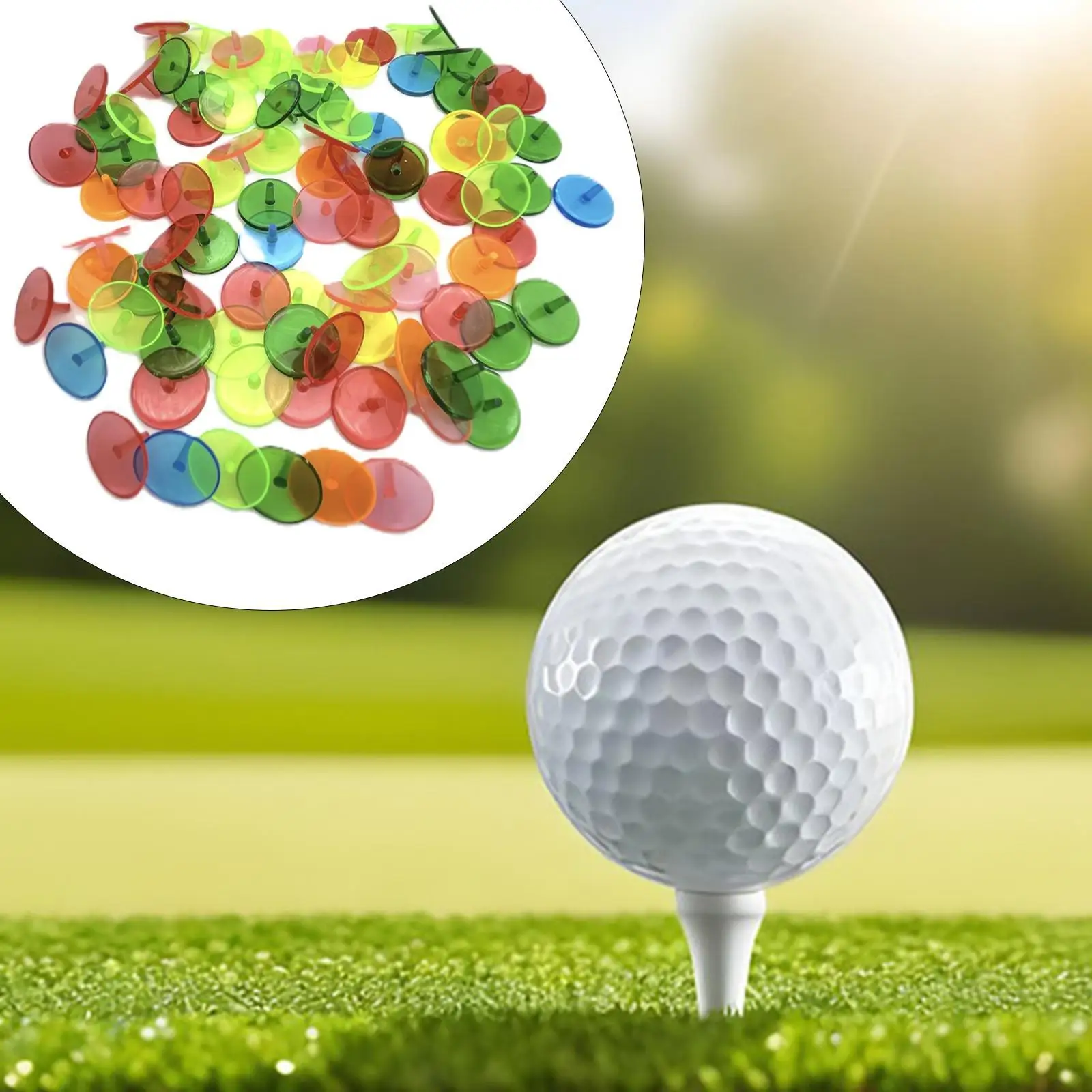 100Pcs Golf Ball Markers Transparent Accessory Multicolor Golf Ball Position Marker Round for Training Sports Marking Adults