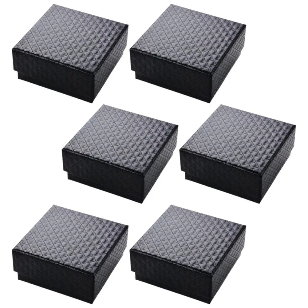 6Pcs Small Jewelry Gift Box Empty Packaging Proposal Ring Packing Box Sponge Liner Necklace Earring Holder Display Case