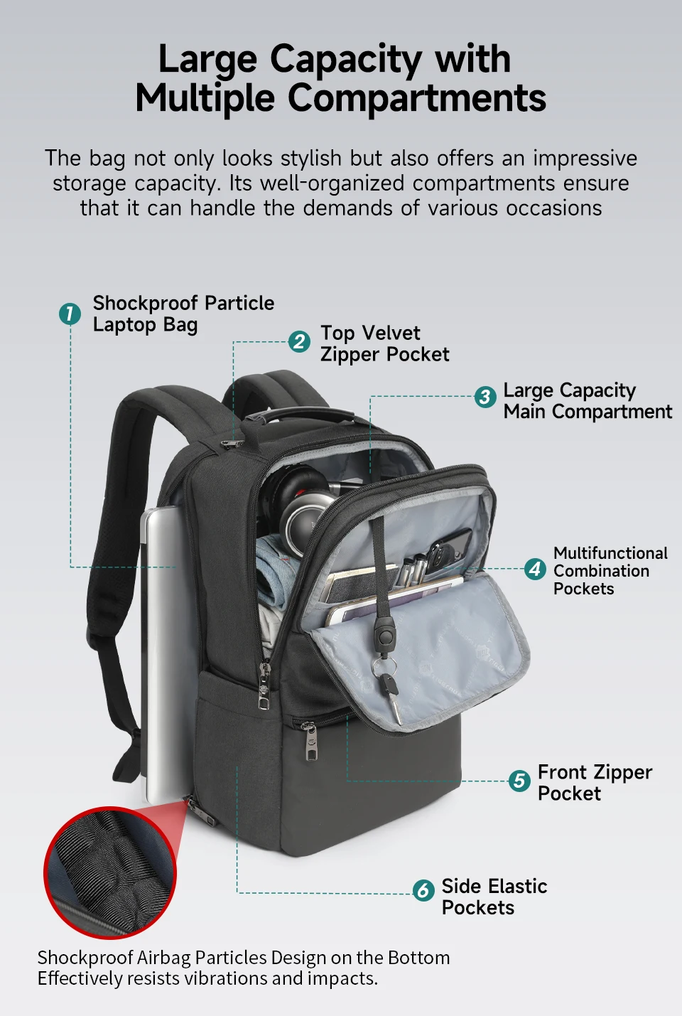 Tigernu Reise Rucksäcke Für Männer 15,6 17 19'' Laptop Rucksack Männlichen Business Rucksack Taschen Für Schule Rucksack Mochila Rucksack – Detail 11