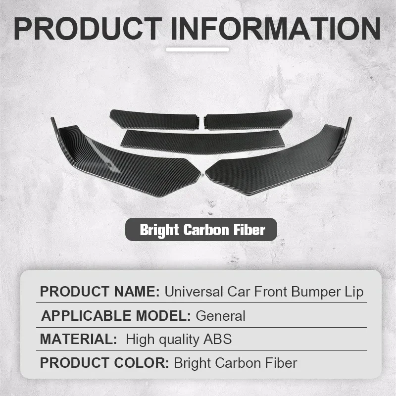 5Pcs Universal Car Front Bumper Sp Lip Body Kit Diffuser Canard Protector    Spoiler Trim Accessories
