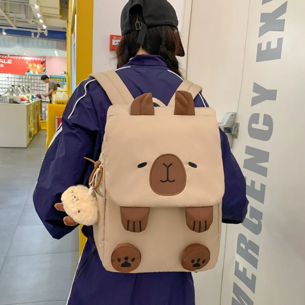 Kawaii Capybara Backpack Book Bag For Students Large Capacity Travel Bag Crossbody Bag Couple Postman\'s Bag Handbag Gift