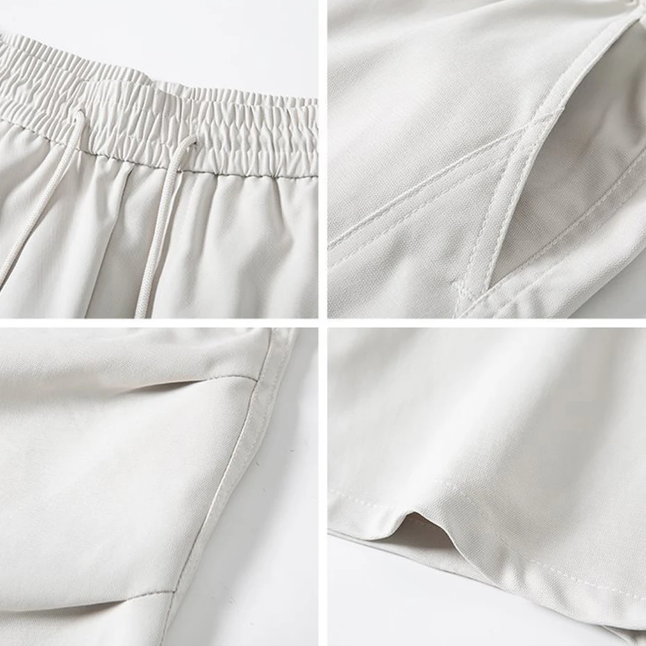 Cargo Pants Men Fashion Casual Solid Color Camp Pants Male Stretch Waist Straight Pants