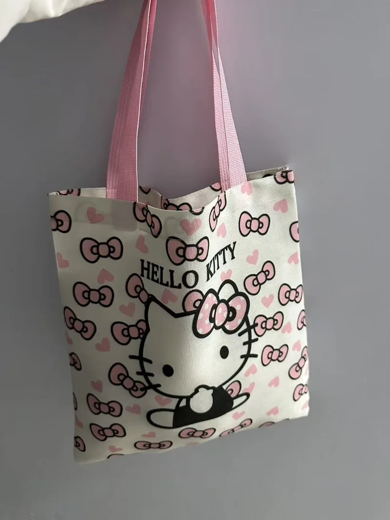 

Hello Kitty Storage Bag Cute Printed Anime Women Accessories Canvas Large Capacity Desktop Ornament Student Girl Gift Wholesale