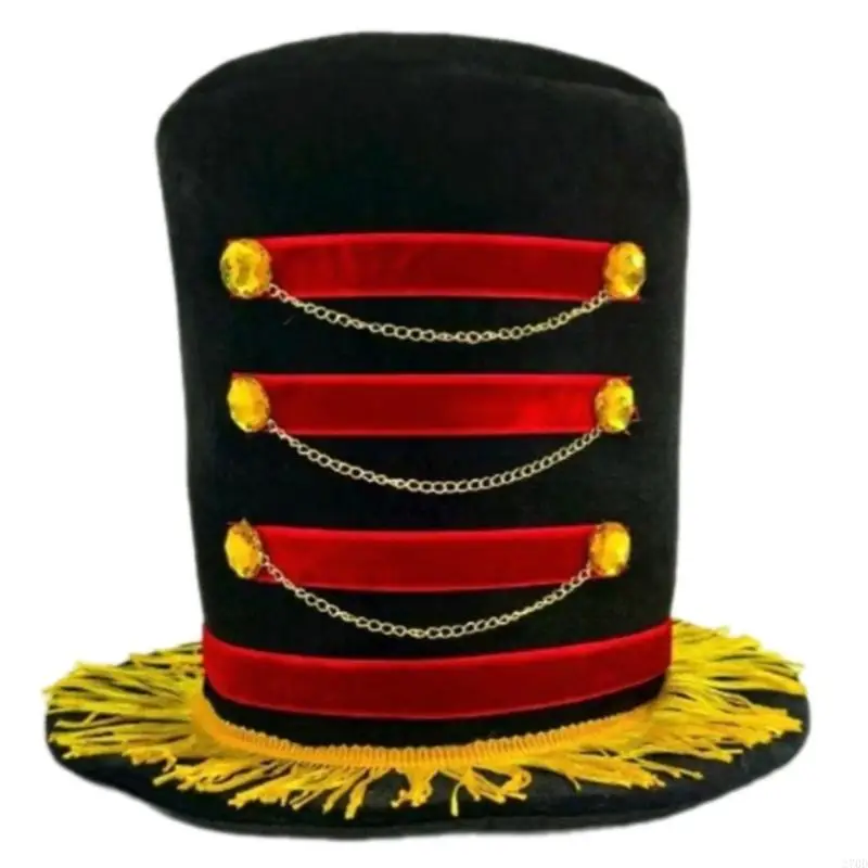 270D Holiday Snowman Themed Hat Christmas Party Essential Decorative Top Hat for Men with Ribbon Charm for Festival Event
