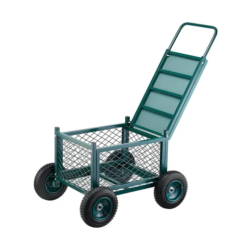 Four Wheel Aluminum Alloy Steel Hand Truck Stable Mobile Utility Cart For Outdoor Garden Warehouse Heavy Cargo Moving Transport