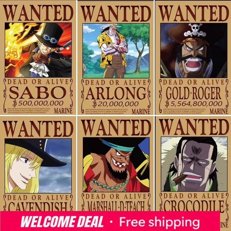 

2026 Frameless One Piece Canvas Poster Bounty Order Luffy Wallpapr Ace Figures Nami Home Decoration Painting Anime Zoro Wall A