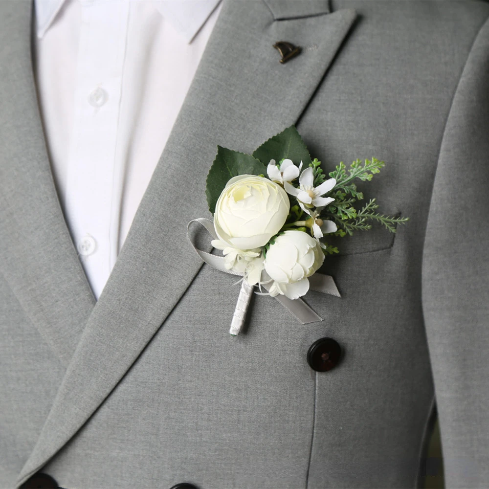 New Artifical Rose Flowers Boutonnieres Wrist Corsage Mensuit Groomsmen Bridesmaid Wedding Accessories