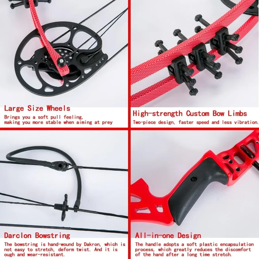 Youth Compound Bow Set 15-45 Lbs for Teens and Beginner Package with Archery Hunting Equipment Max Speed 260fps Adjustable Righ