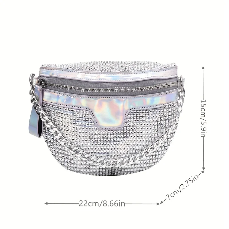 Fashion Women Waist Packs Punk Bum Glitter Fanny Pack Travel Crossbody Chest Phone Pouch Hip Belt Bag Rhinestone Waist Bag